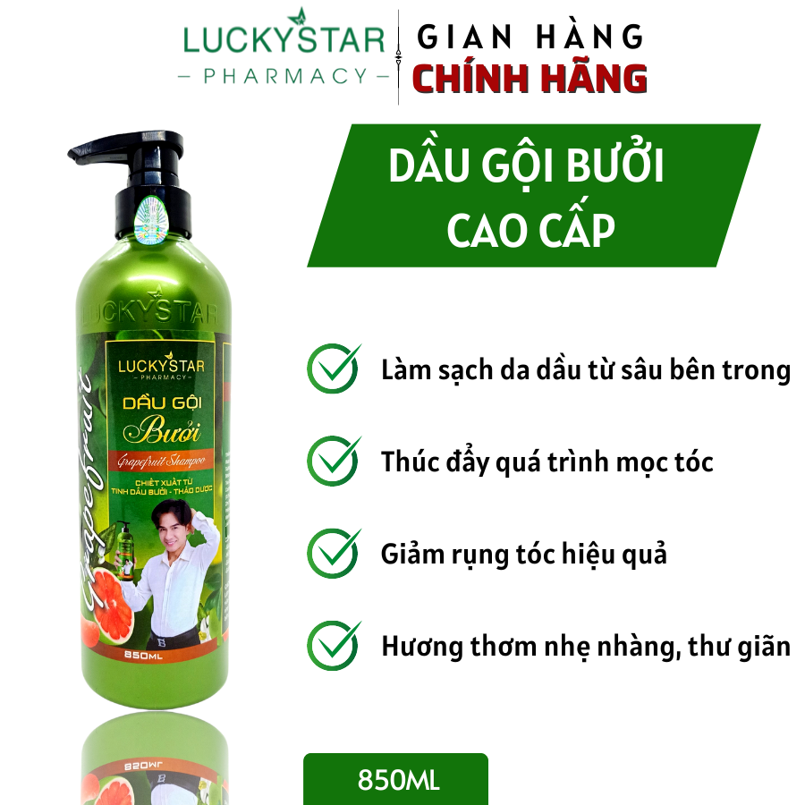 Dầu gội tinh dầu bưởi cao cấp 850ml - lucky star