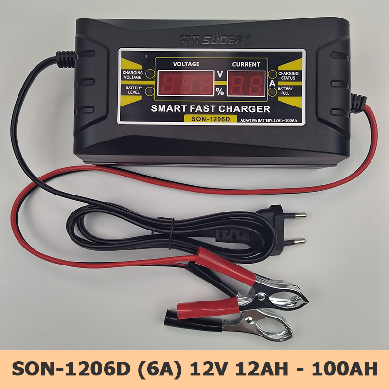 Sạc ắc quy Suoer 12V SON-1206D (12ah - 100ah) công nghệ sạc nhanh thông minh tự ngắt