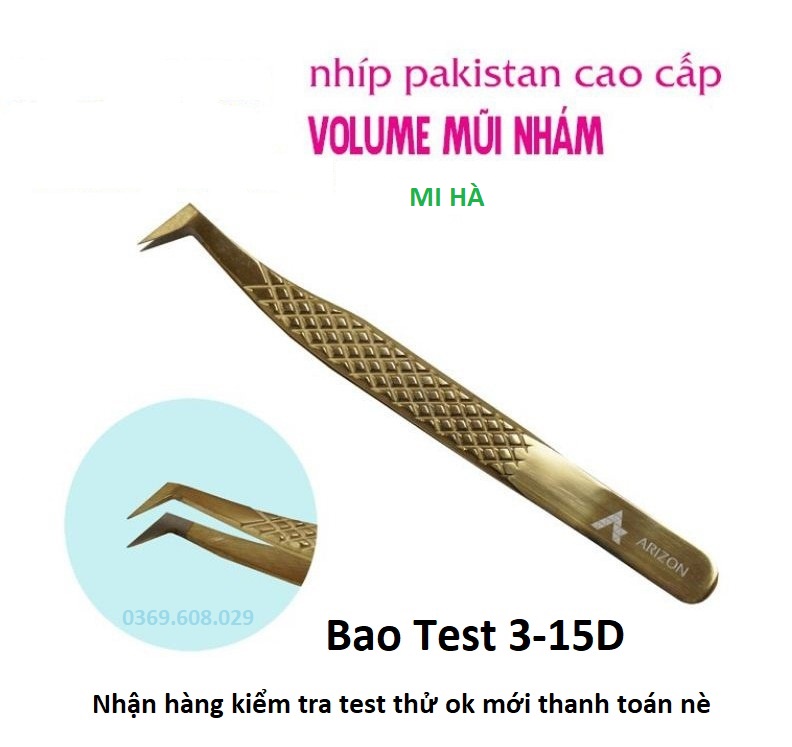 Nhíp nối mi volume pakistan bao test 3-15d, cây nhíp gắp mi,tạo fan mũi nhám và không nhám_ phụ liệu mi hà