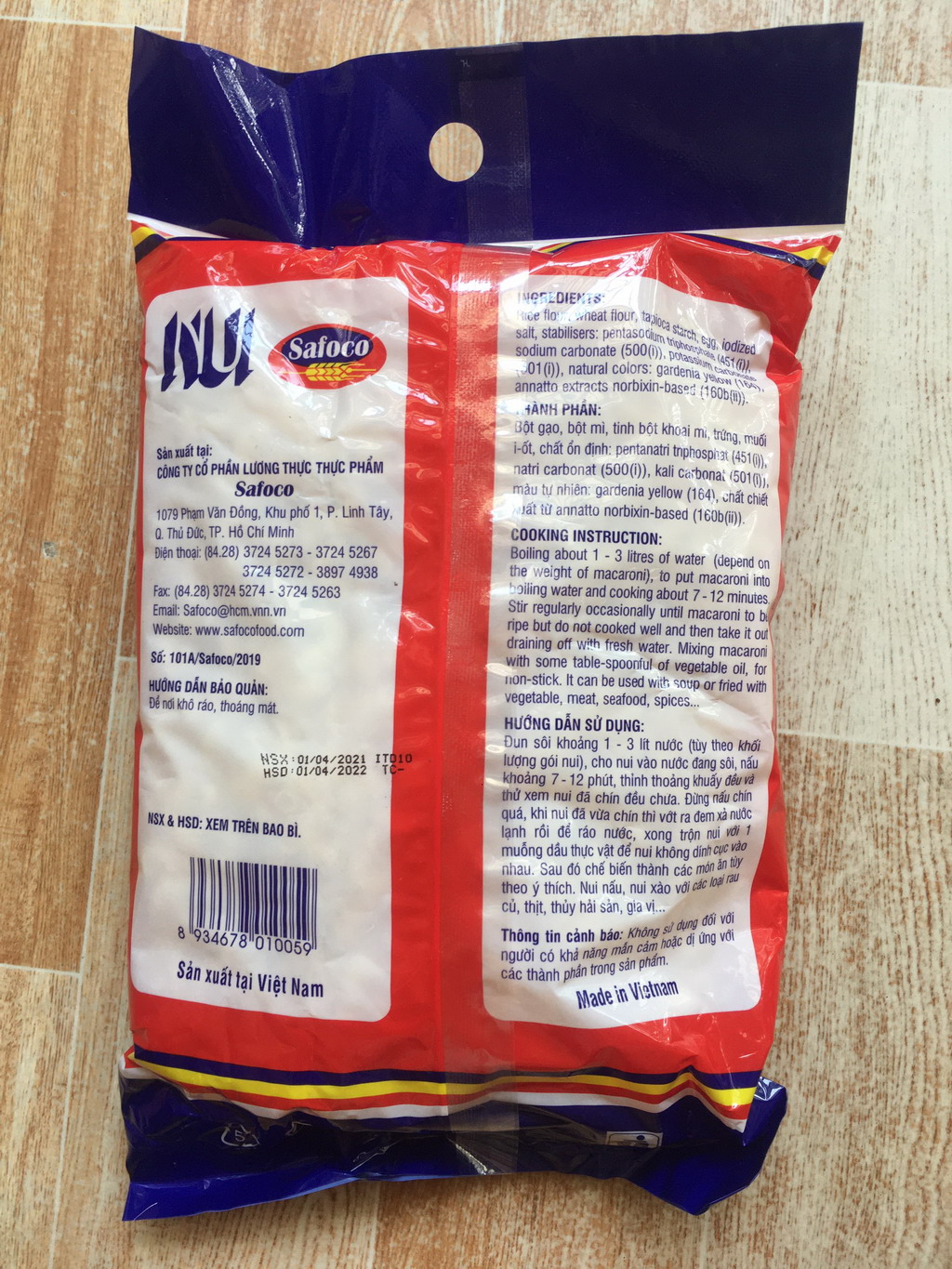 Nui chữ C nui sò nui ốc Macaroni Safoco gói 500g