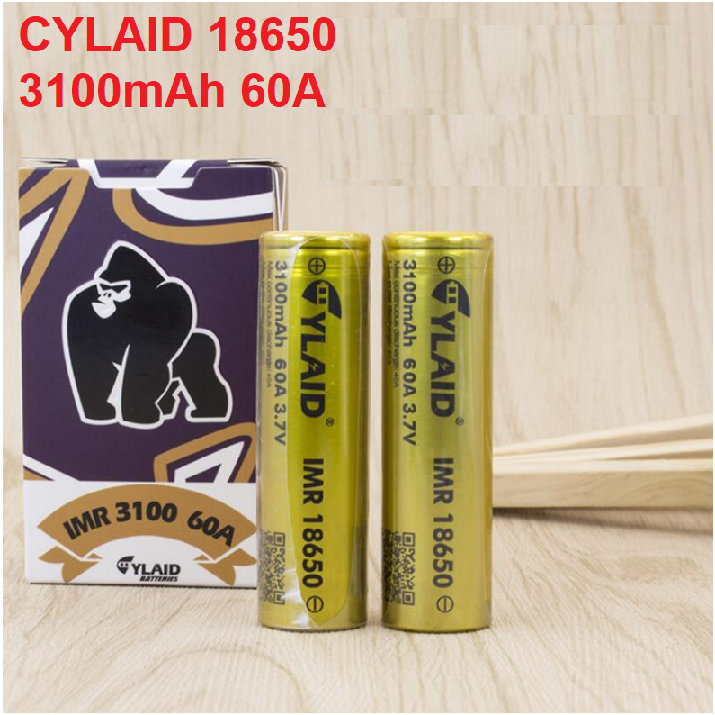 Cell pin 3.7v 18650 Cylaid dung lượng cao 3100mah dòng xả 60A pin có cực dương phẳng