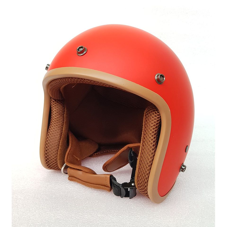 Nón bảo hiểm 3/4 đầu lót màu nâu nhiều màu tặng kèm lưỡi trai tháo rời FREE SIZE UNISEX.