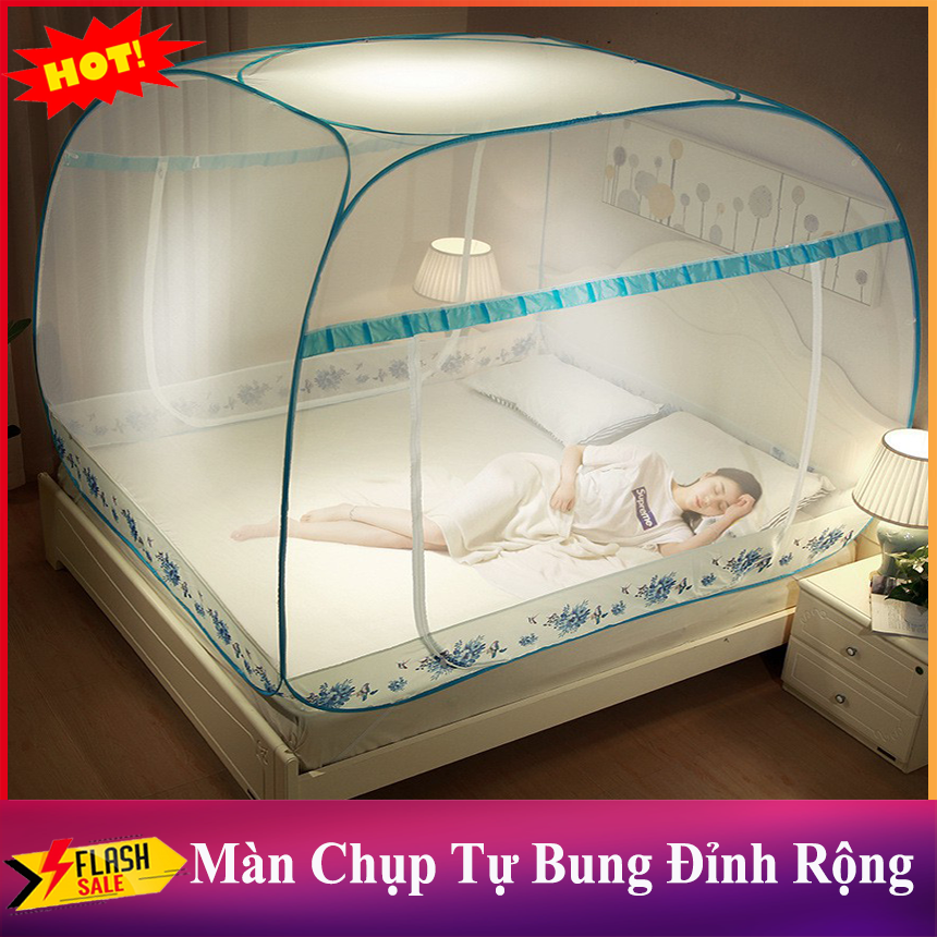 [HCM] ( Xã Hàng ) Mùng Chụp Tự Bung Loại Tốt 1m8x2m, Màn Chống Muỗi Thông Minh, Hiệu Quả, Thiết kế tự bung không đáy thông minh Xếp Gọn Tiện Lợi, Cho Mọi Gia Đình (Hot 2022)