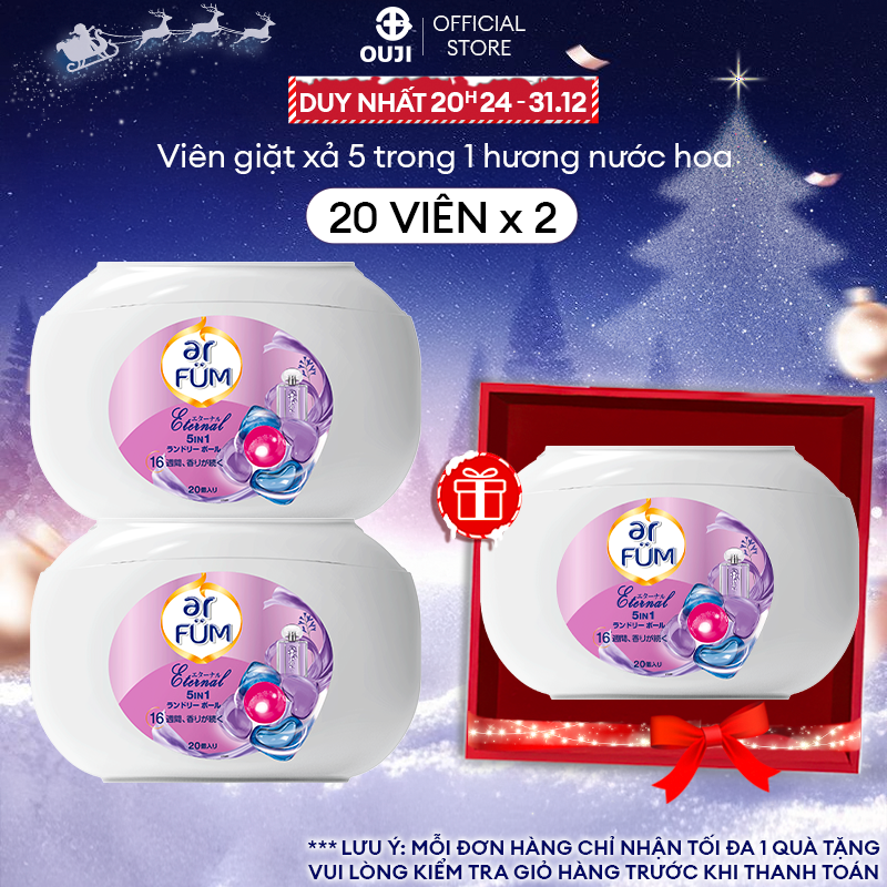 Combo 2 Hộp Viên giặt Quần áo arFUM 5 trong 1 MỚI thơm tinh dầu nước hoa khử khuẩn 99% - 4 mùi hương  hộp 20 viên  