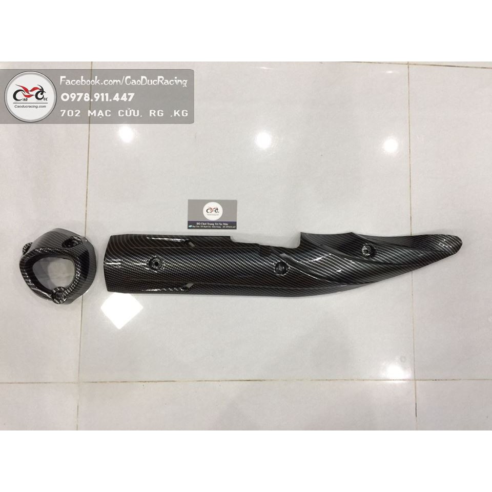 Combo ốp pô chụp pô ex150 sơn cacbon ver 2 mẫu 2