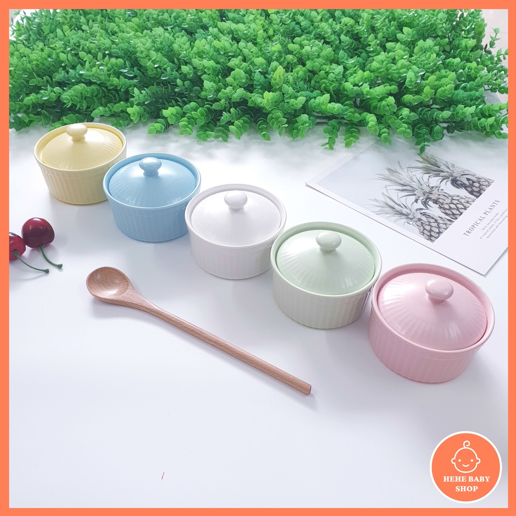 Bát ăn dặm gốm sứ ramenkin có nắp 150ml
