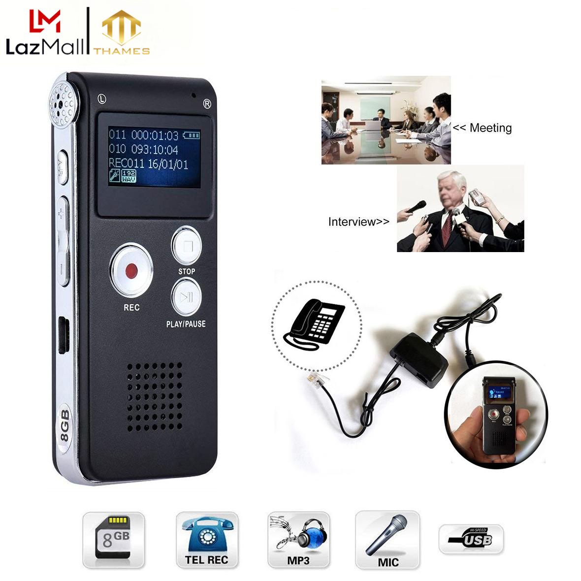 Máy ghi âm - thiết bị ghi âm chuyên nghiệp thames sk012 - hàng chính hãng