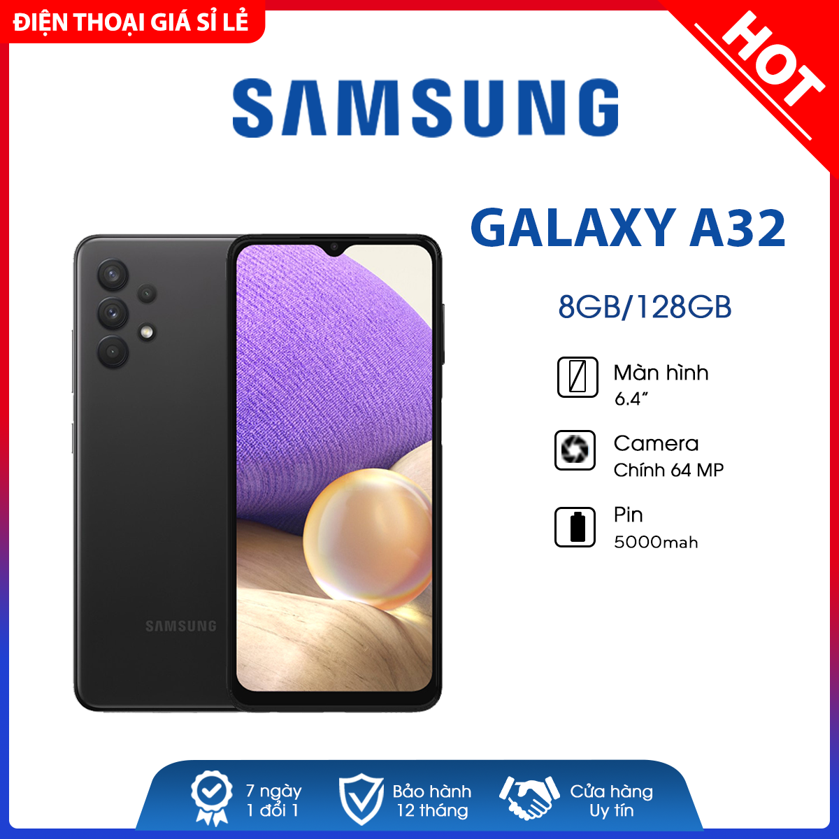 Điện thoại samsung Galaxy A32- Hàng chính hãng, nguyên seal, mới 100% - Bảo hành 12 tháng