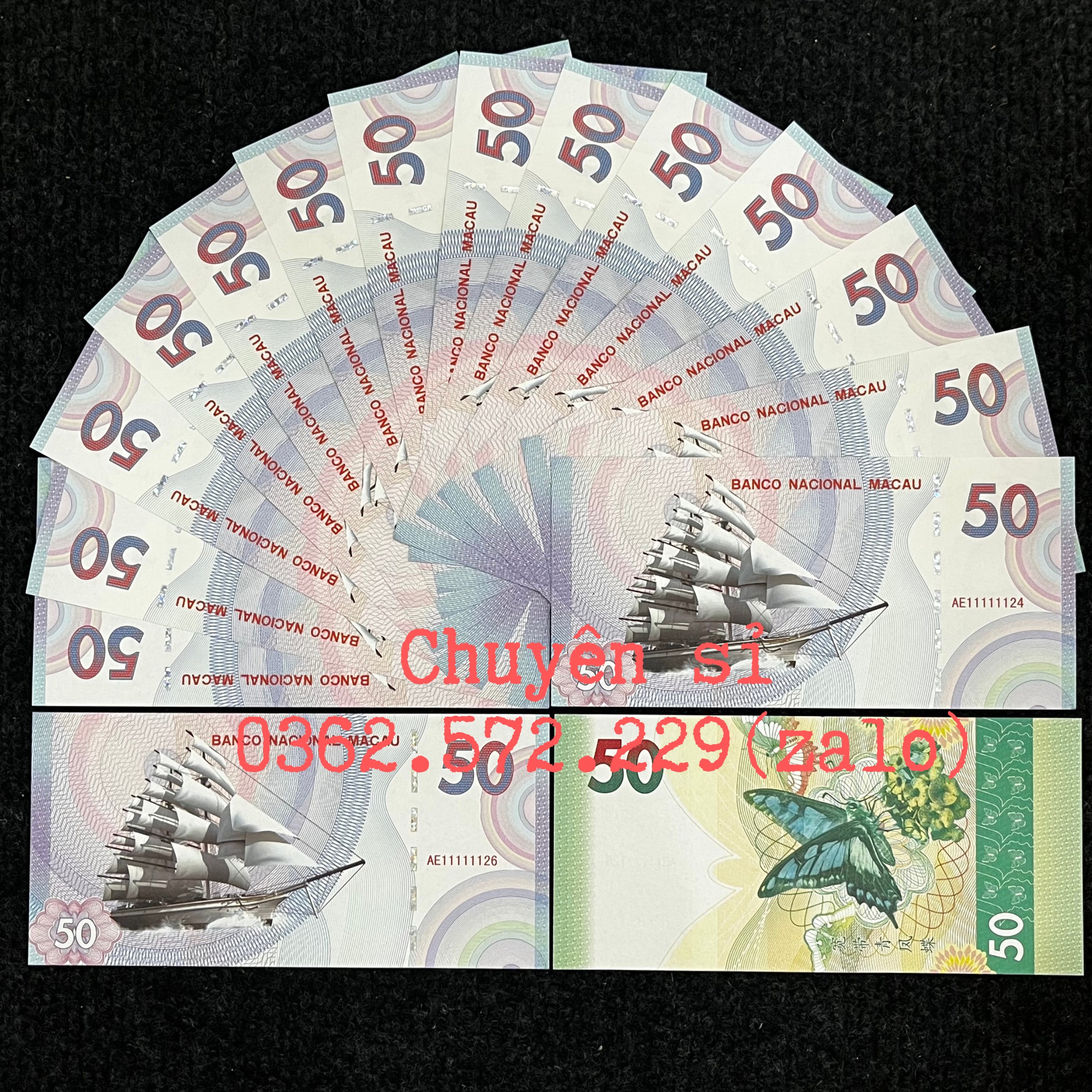 Combo sỉ 15 tờ tiền kỉ niệm thuận buồm xuôi gió của macao, có bảo an siêu đẹp - phong thủy may mắn