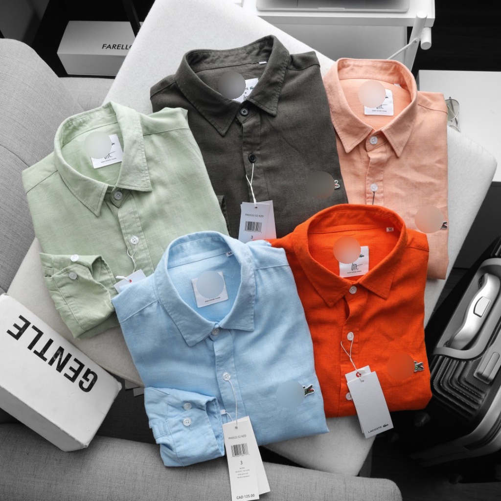 Áo sơ mi linen nam màu cam pastel hàn quốc bigsize , sơ mi đũi nam tay dài form suông