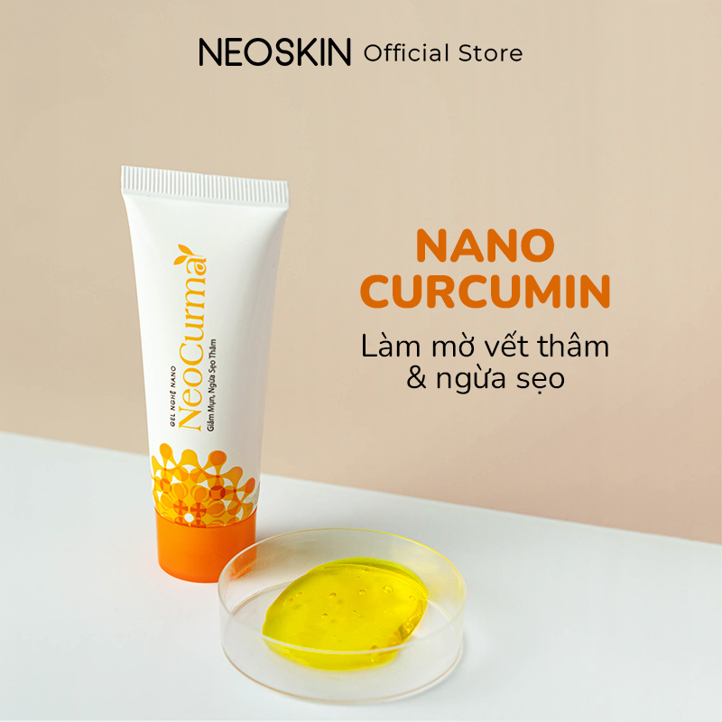 Gel Nghệ Giảm Mụn Mờ Thâm Nano Curcumin Mờ Sẹo Không Gây Vàng Da Dành Cho Da Dầu Mụn NEOSKIN 20gr Tuýp
