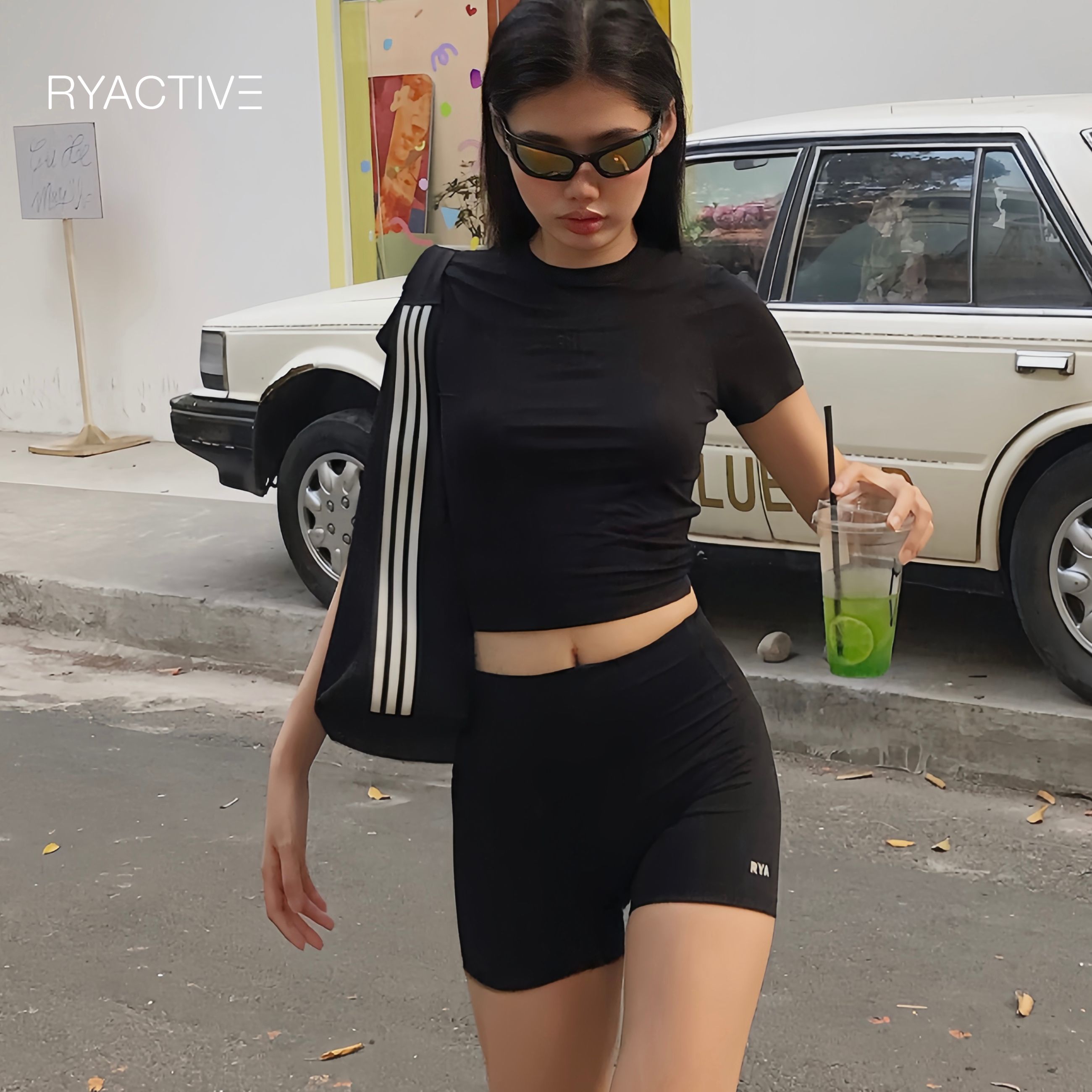 Áo thun nữ ryactive - rya baby tee black