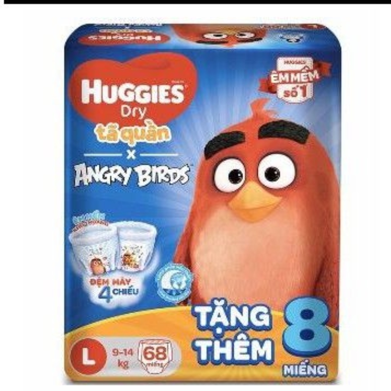 Tã huggies quần angry bird m74 l68 xl62date 2023