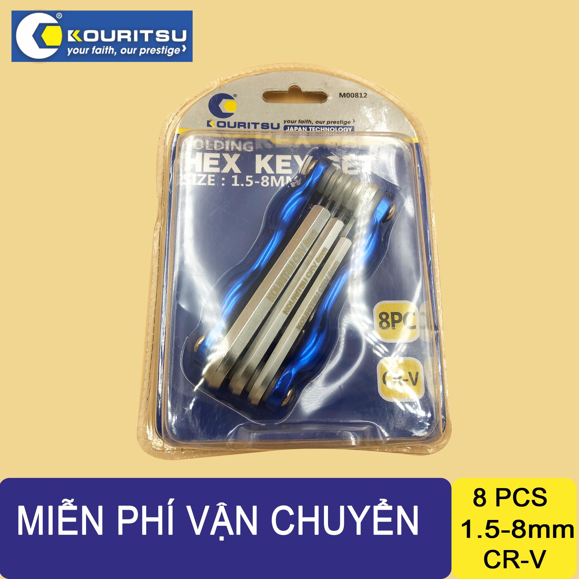 Bộ lục giác xếp Kouritsu 8Pcs từ 1.5mm - 8mm - Lục giác gấp đa năng tiện lợi