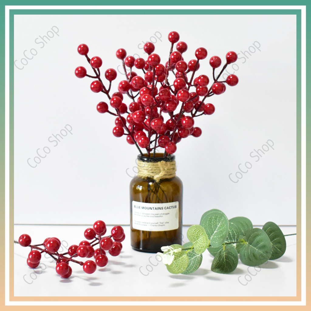 Chùm quả cherry, cành cherry trang trí noel lễ tết