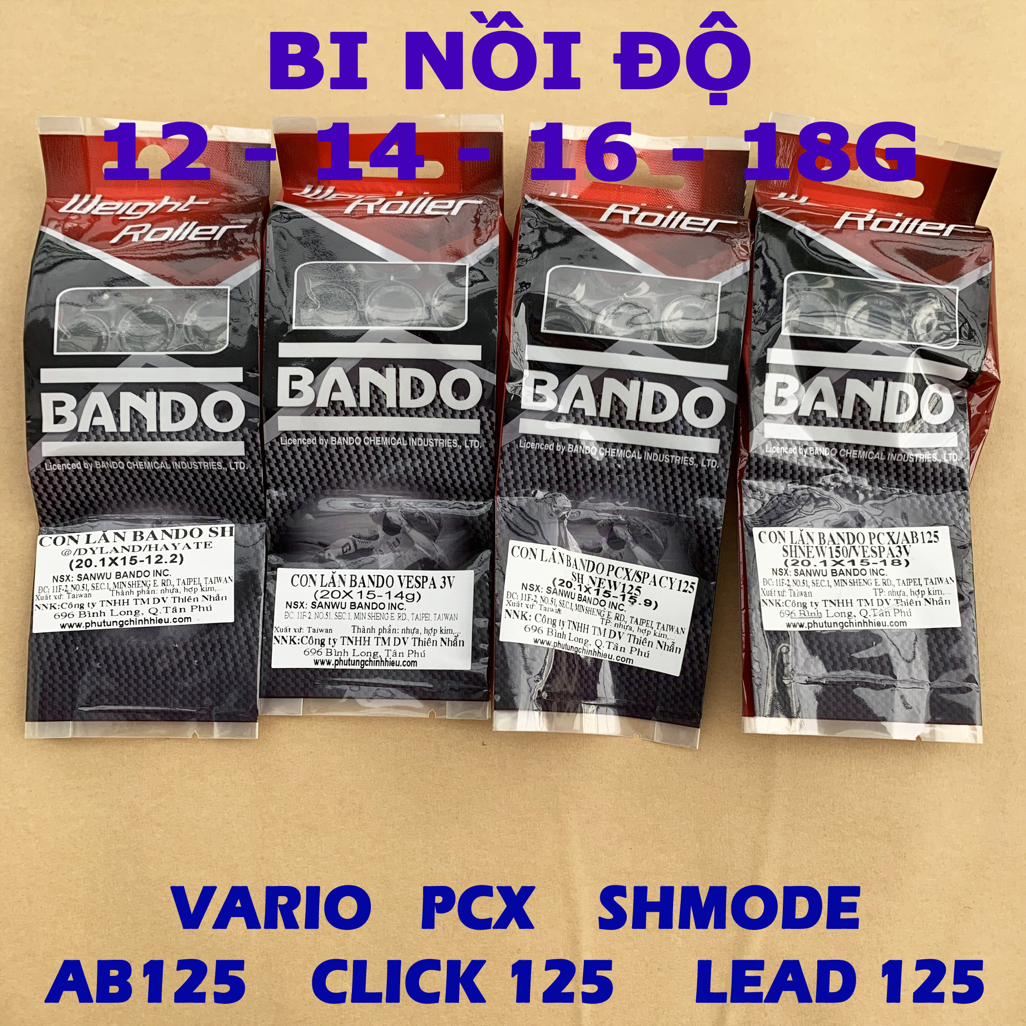 Bi nồi độ cho honda vario, pcx, shvn, shmode, ab125, click125, lead125 - bi nồi bando 12g 14g 16g 18g