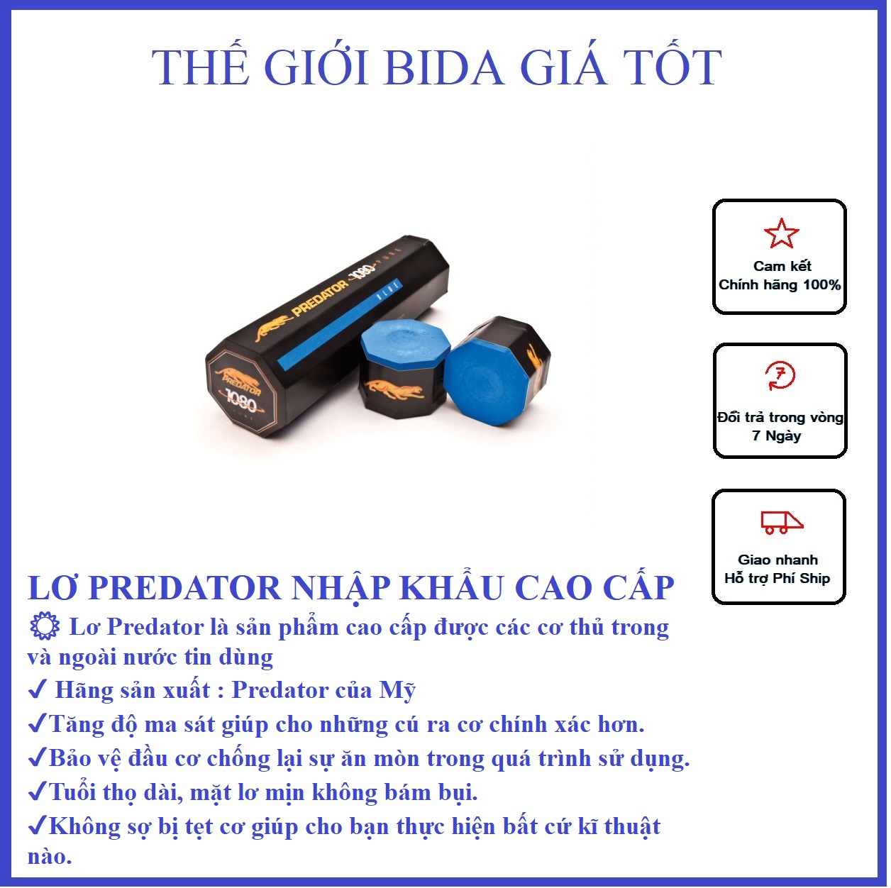 Lơ bida predator cao cấp - ít bụi, bám lơ tốt - mẫu mới 2023