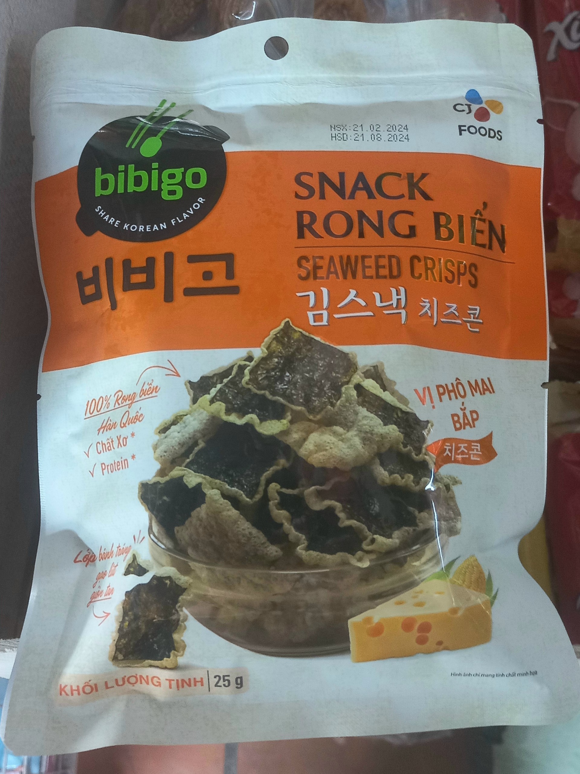 Snack rong biển hàn quốc vị phô mai bắp 25g hay vị truyền thống 25g hay vị bắp mật ong 25g