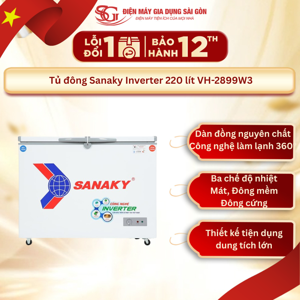 Tủ đông Sanaky Inverter 220 lít VH-2899W3