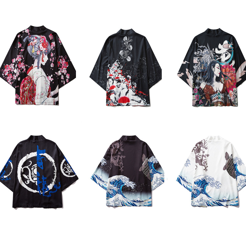 Mới Xuyên Biên Giới 2021 Kimono In Kỹ Thuật Số Nhật Bản Áo Choàng Nam Và