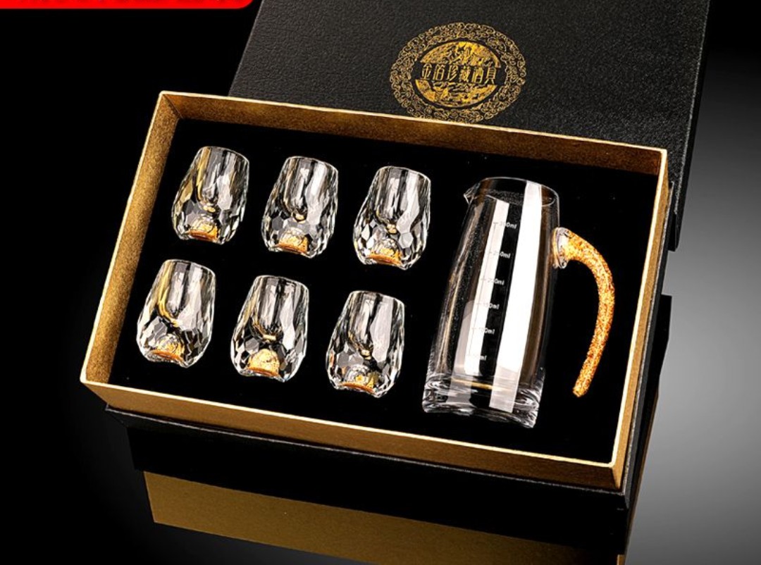 Bộ ly thủy tinh pha lê mạ vàng 24k cao cấp sang trọng
