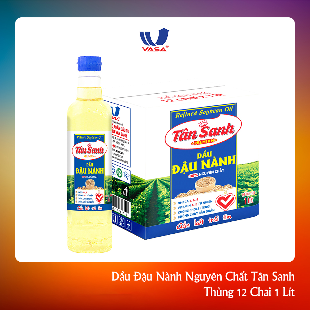 Thùng 12 Chai Dầu đậu nành Tân Sanh 1L