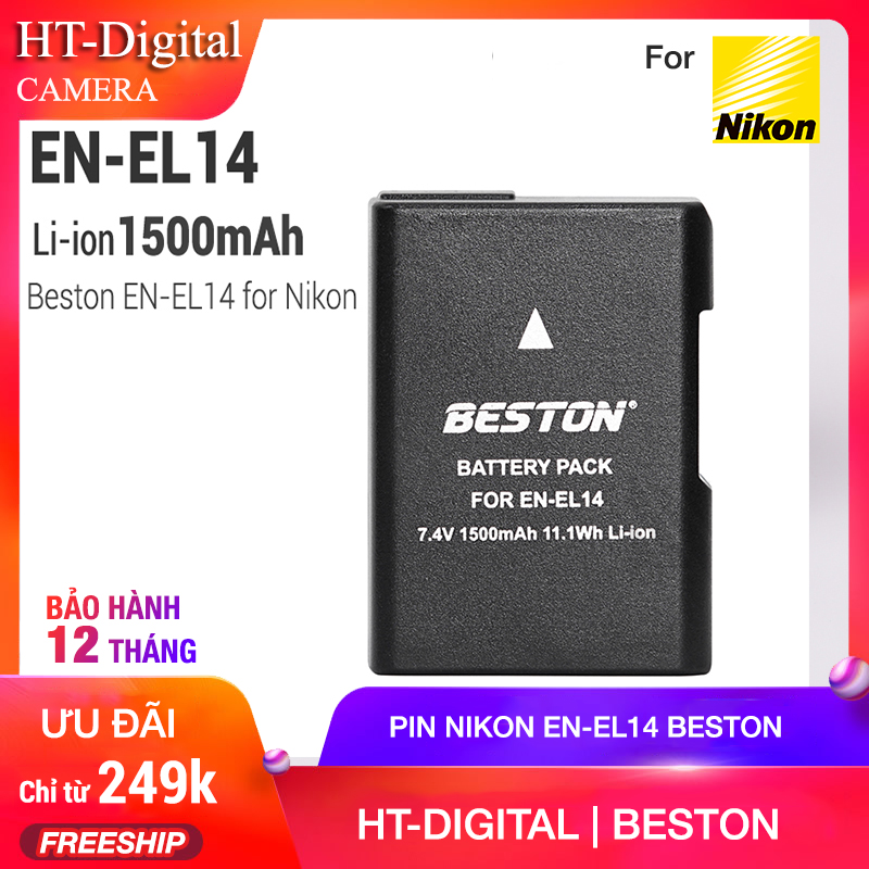 Pin máy ảnh en-el14 / en-el14a 1500mah beston cho nikon d3100 d3200 d5100 d5200 p7000 p7100 d5300