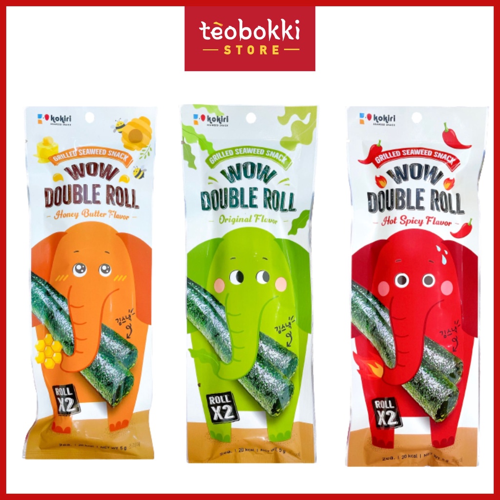 Snack rong biển con voi wow roll kokiri 2.5g, 5g
