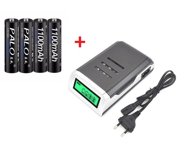 Sạc tự ngắt khi đầy C905W kèm 4 pin AAA PALO 1100mah dung lượng cao,pin tiểu nhỏ ,pin đũa