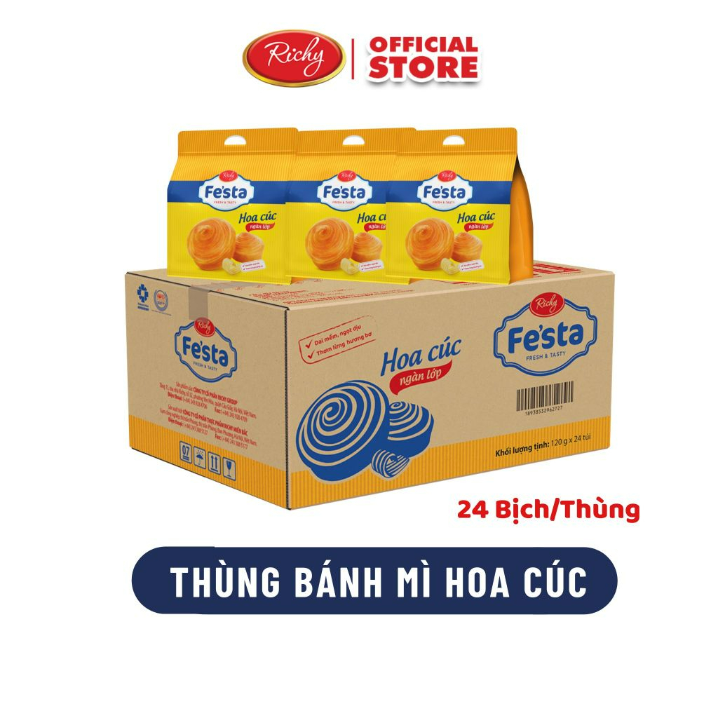 Combo 3 túi Bánh mì hoa cúc ngàn lớp Festa Richy - HSD 30 ngày kể từ NSX