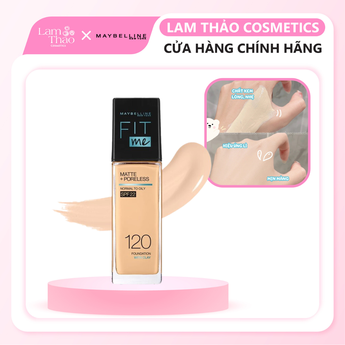 Kem Nền Chống Nắng Mịn Và Lì Cho Da Dầu Maybelline Fit Me Foundation Matte + Poreless Normal To Oily SPF 22
