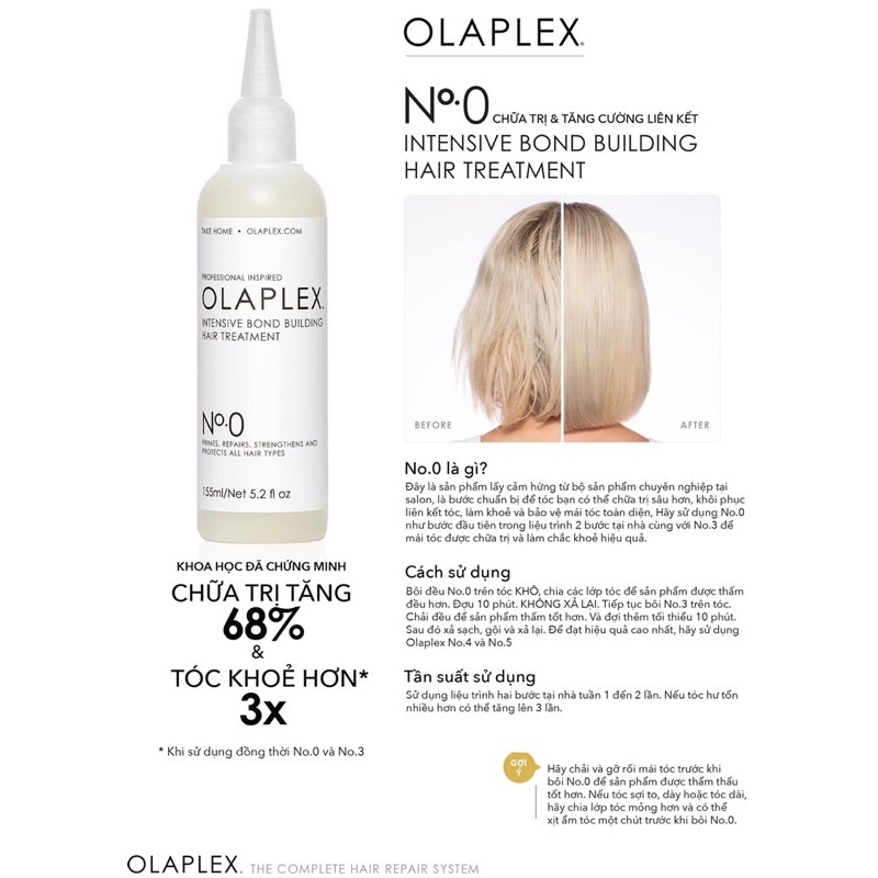 👍phục hồi tóc👍hàng chính hãng - giá trị nói lên đẳng cấp👍 olaplex no0 - siêu phẩm phục hồi tại nhà no.0 dành cho tóc yếu