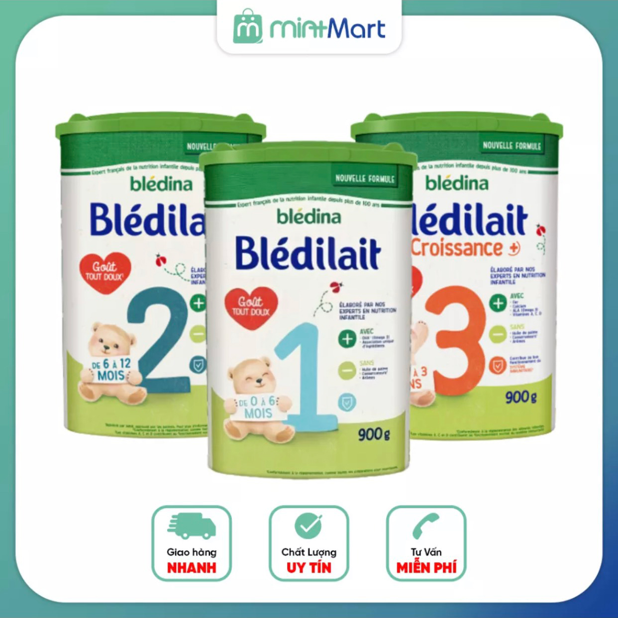 Chính Hãng  Sữa bột công thức Blédilait 1,2,3 Công thức cải tiến mới