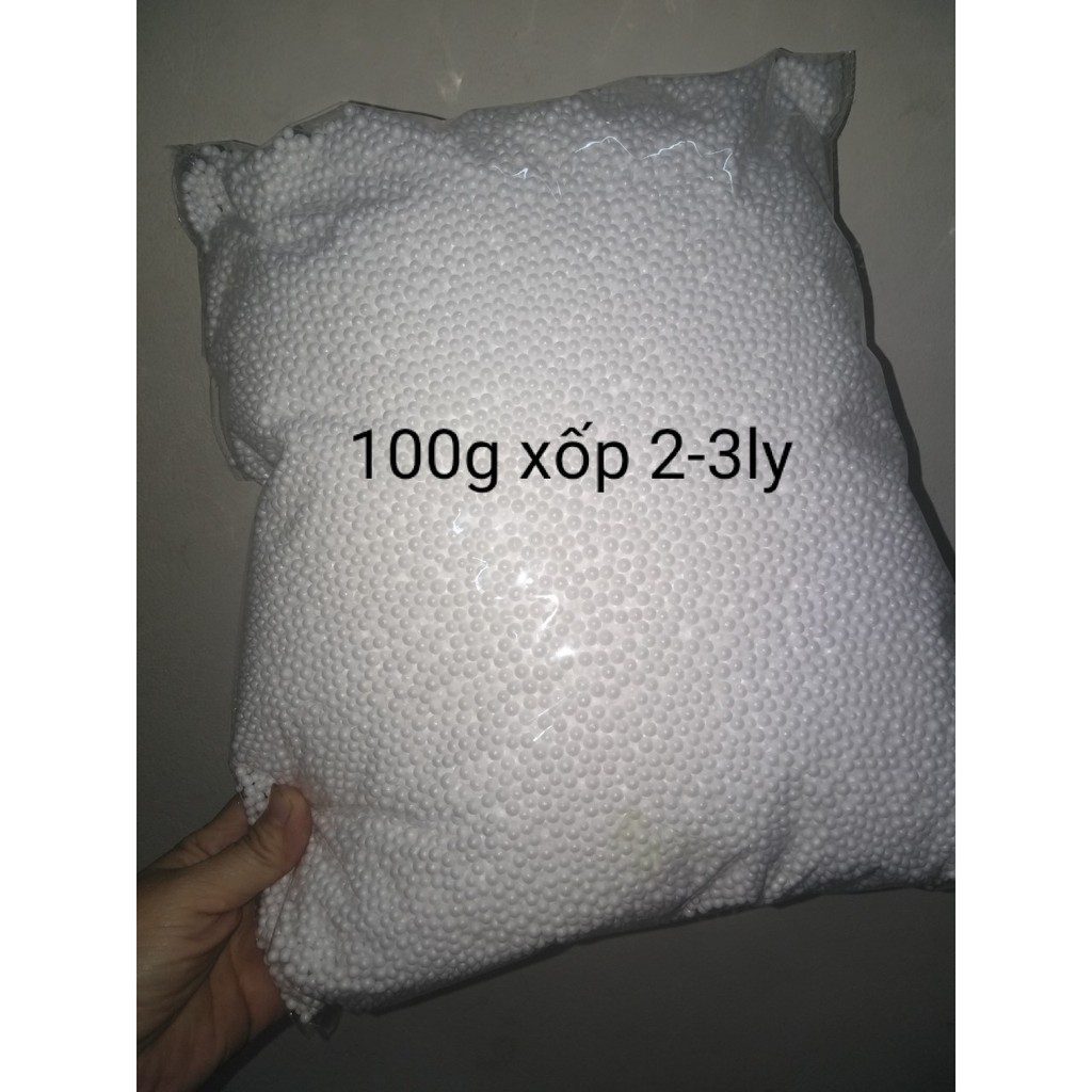 100g hạt xốp trắng 2-3ly rẻ sập sàn siêu đẹp, giá rẻ, cỡ hạt chuyên làm ghế lười, gối lười trang trí hộp quà