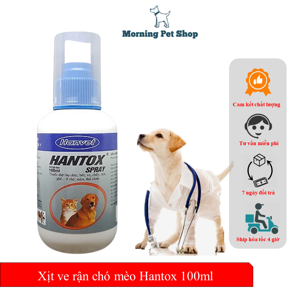 Xịt ve rận chó mèo hantox 100ml - thuốc xịt trị ve rận bọ chét cho chó mèo thú cưng hantox spray