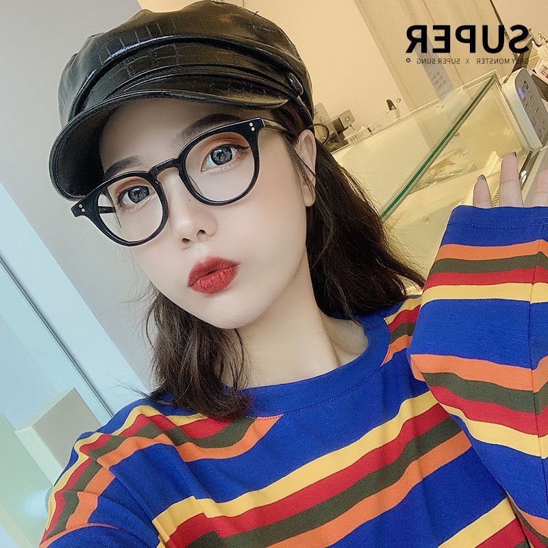 Mắt kính giả cận gọng chữ v form tròn 2 chấm góc hn035 hot trend cực đẹp