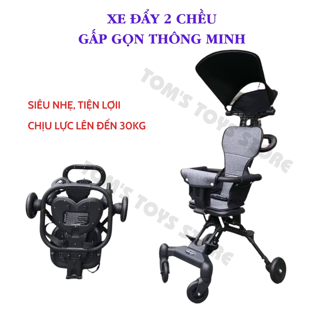 Xe đẩy gấp gọn 2 chiều thông minh cho bé – Xe nôi đẩy bé siêu nhẹ tiện lợi đi du lịch, an toàn cho trẻ từ 6 tháng đến 5 tuổi