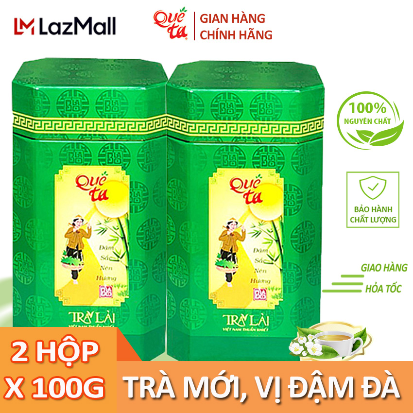[2 hộp x 100g] Trà lài/ trà hoa nhài Quê Ta chính hãng, trà hoa nhài ngon nguyên chất, thơm nhẹ nhàng, thanh khiết, hộp giấy bát giác cao cấp
