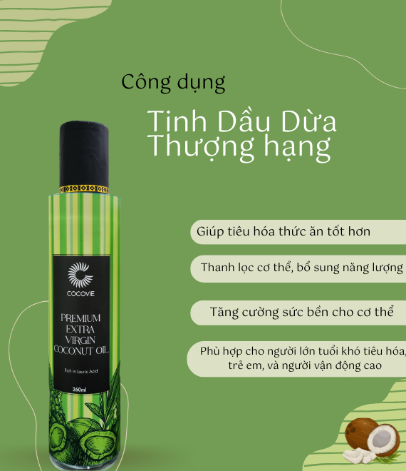 Tinh dầu dừa hữu cơ cocovie 260ml