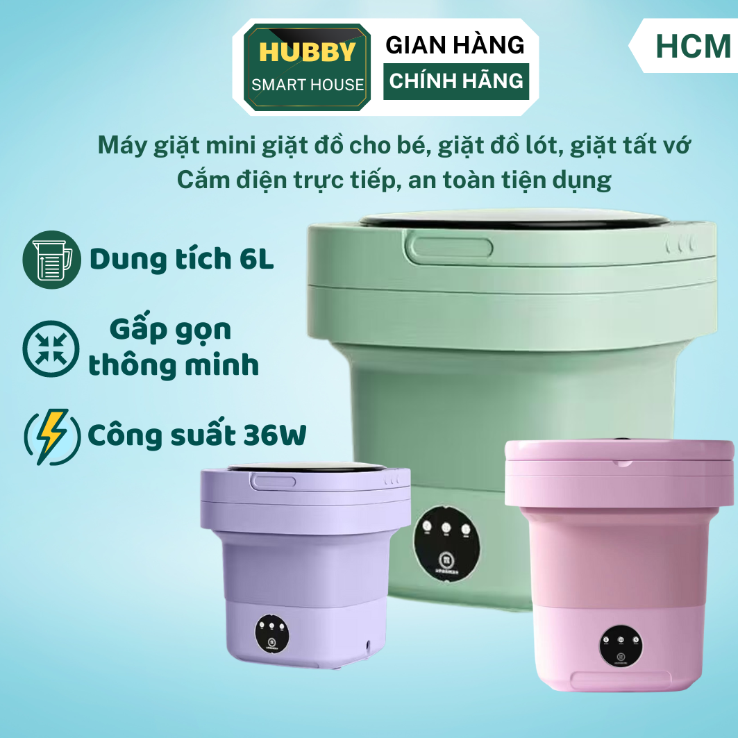 Máy giặt mini gấp gọn, máy giặt đồ mini tự động giặt đồ an toàn cho bé, máy giặt đồ lót, tất vớ, máy giặt mini tự động giặt đồ cho bé dung tích 6l tự vắt khô khử khuẩn bằng công nghệ blue ag