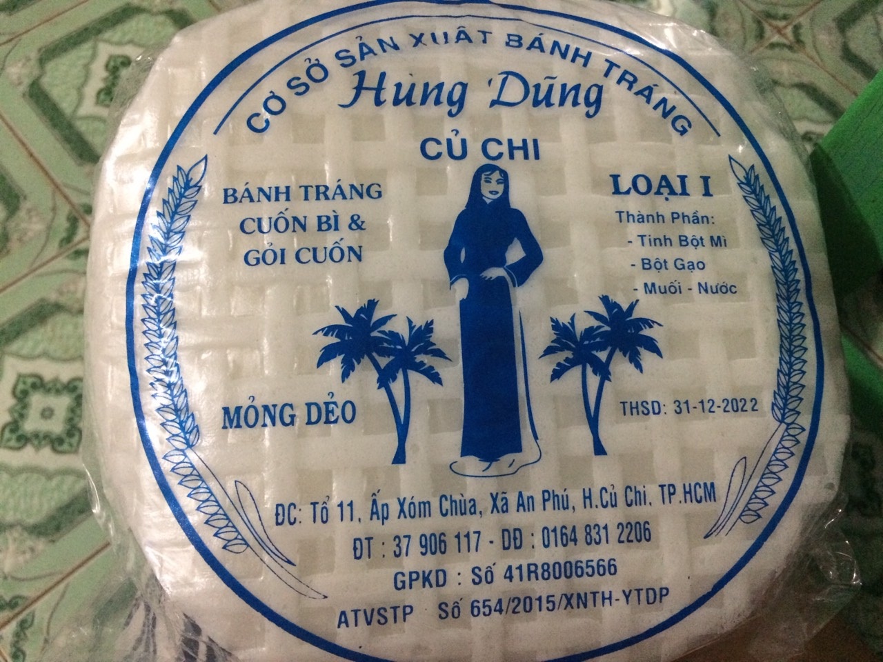 Bánh tráng dày Hùng Dũng Củ Chi