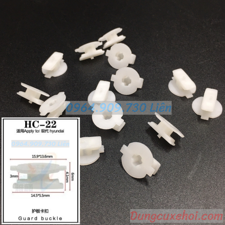 Bộ 20 đinh tán , chốt vít nở vit Nhựa Loại 1 cho xe hơi ôtô hyundai Nhựa Nylon Polyme AHC22