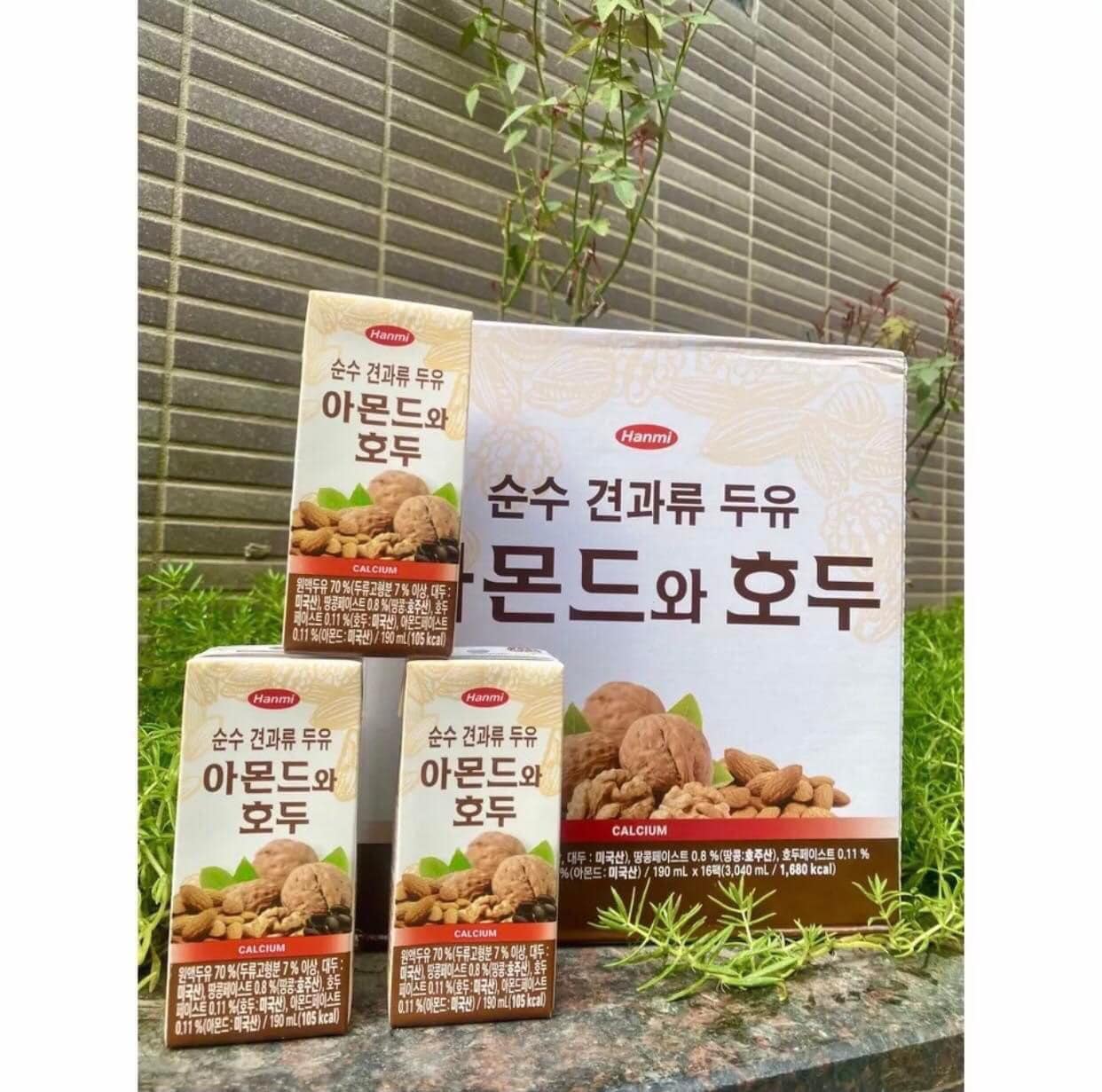 Combo xách 16 hộp 190ml sữa hạt óc chó + hạnh nhân + đậu đen Hàn Quốc thơm ngon (date T10/2024)