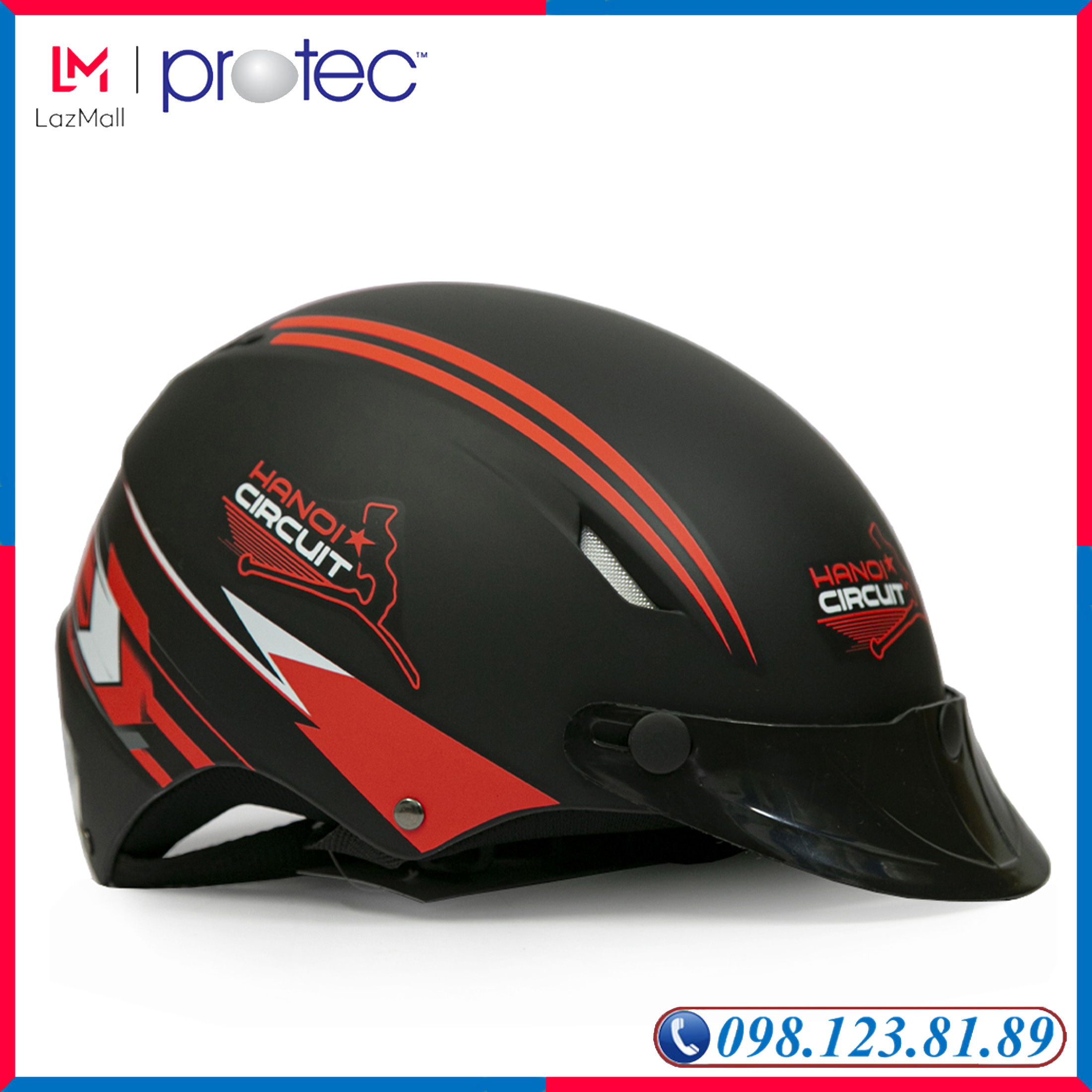 Nón bảo hiểm nửa đầu Protec VIC, mũ bảo hiểm 1/2 đầu Protec VIC, phiên bản F1 dấu ấn đường đua F1 Việt Nam, ấn tượng, mạnh mẽ