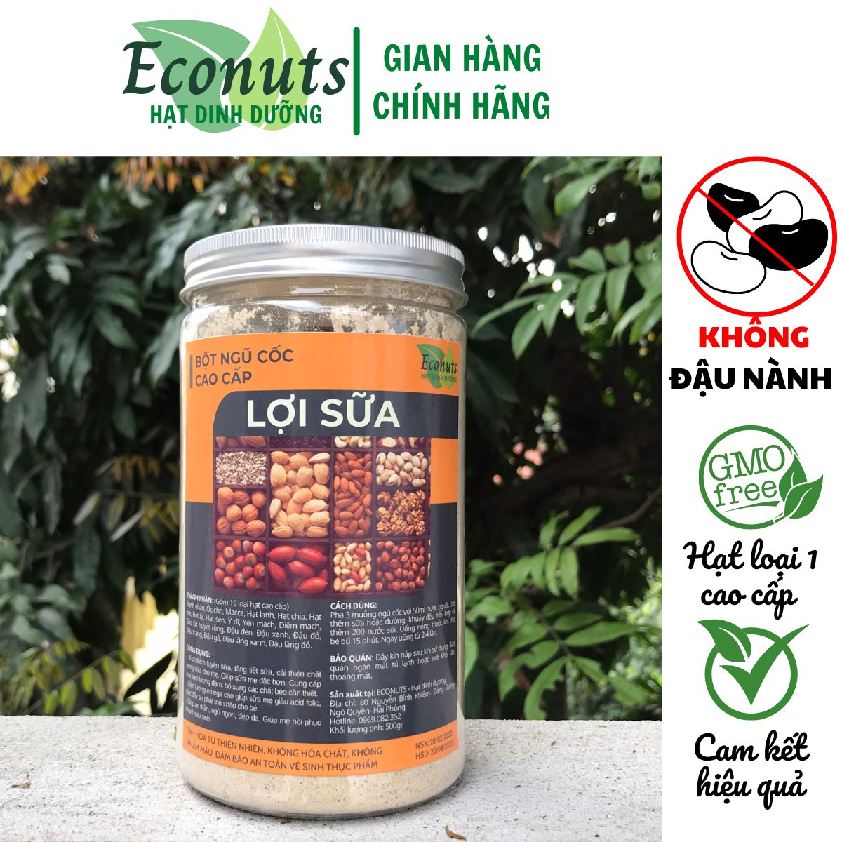 Bột ngũ cốc lợi sữa cao cấp ECONUTS 19 loại hạt dinh dưỡng hữu cơ cho bà bầu và mẹ cho con bú