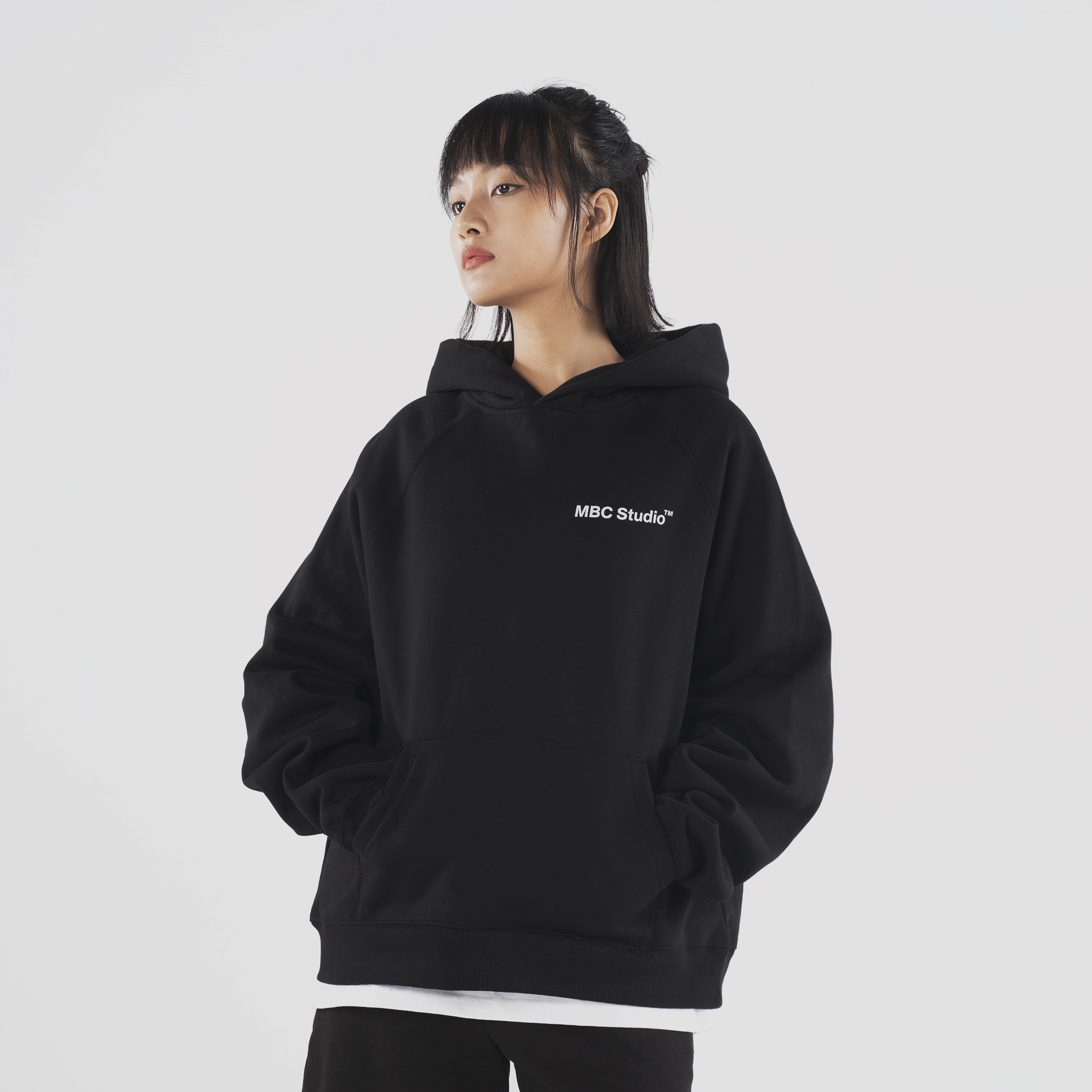 Áo hoodie nỉ bông mbc studio f/w 2022 collection - đen/nâu/kem