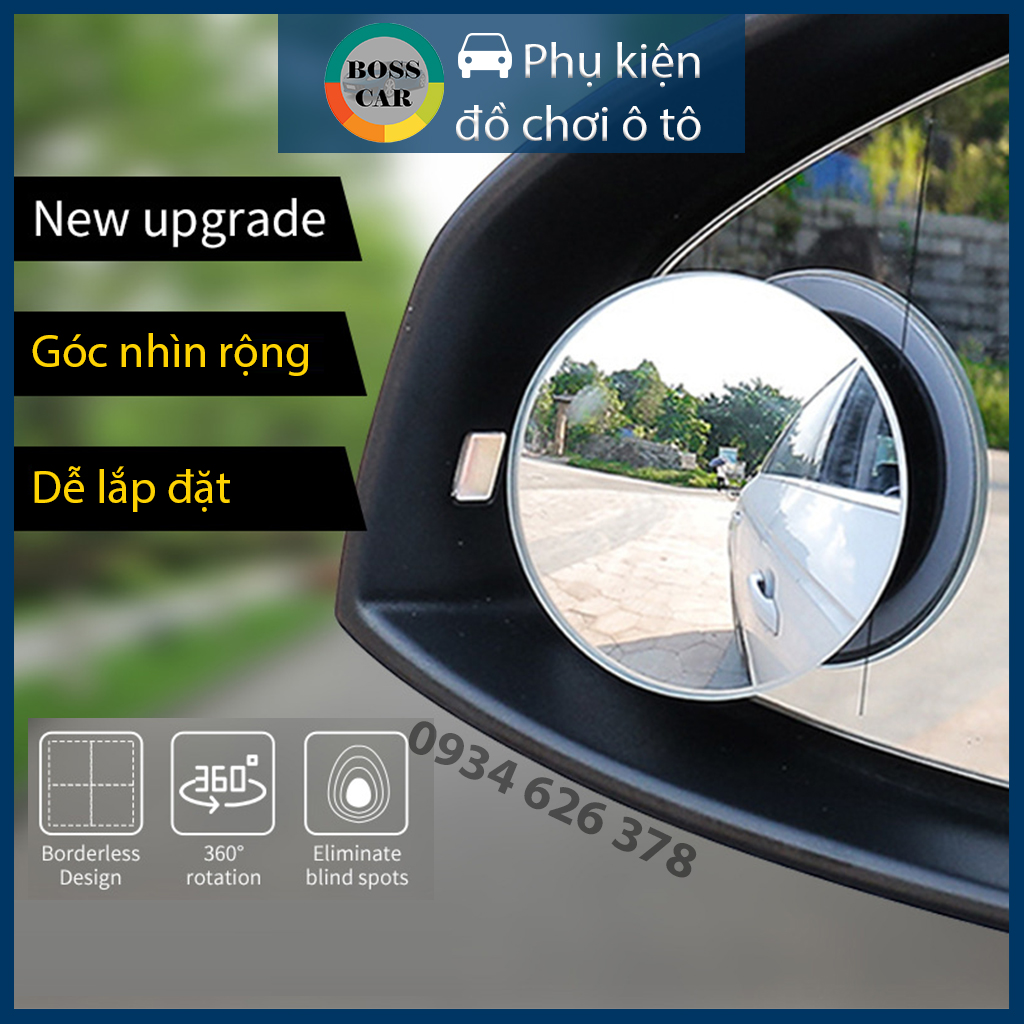 Gương cầu lồi 360 độ chiếu hậu ô tô, bộ kính lồi oto xe hơi , bộ 2 chiếc gương cầu lồi ô tô 360 độ gắn kính chiếu hậu xe 4,5,7 chỗ, hỗ trợ tầm nhìn góc rộng, có thể xoay 360 độ dùng cho oto xe tải