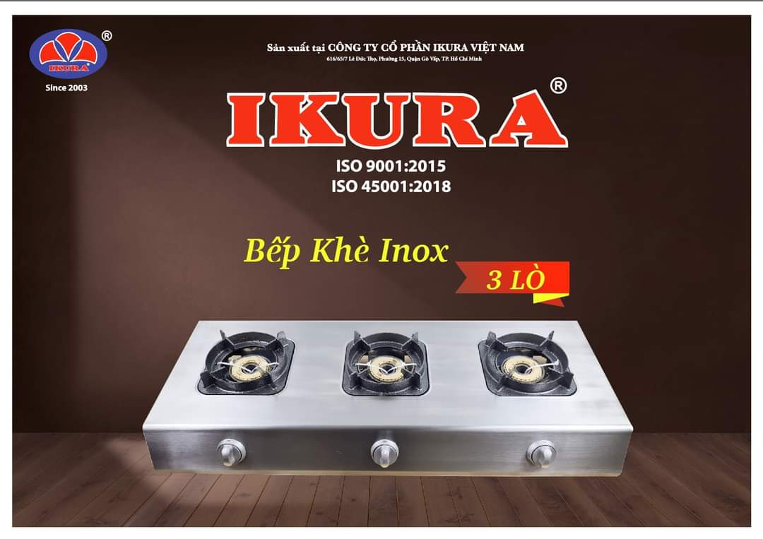 Bếp gas 3 lò IKURA mặt inox - Bếp bò né - Bếp mỳ cay - Bếp bánh xèo