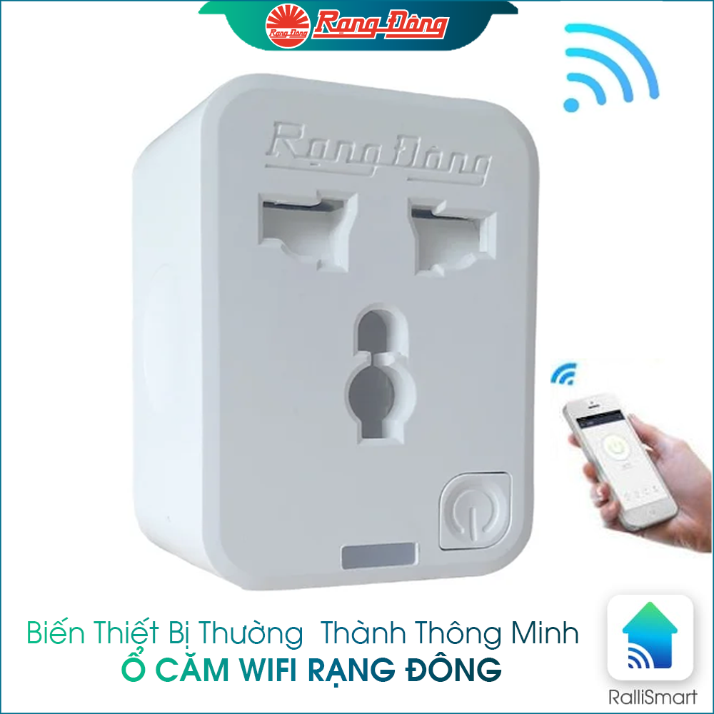 Ổ Cắm Thông Minh 16A - Ổ Cắm Wifi Rạng Đông 3500W - Chức Năng Hẹn Giờ, Điều Khiển Từ Xa - Bảo Hành 1 Năm