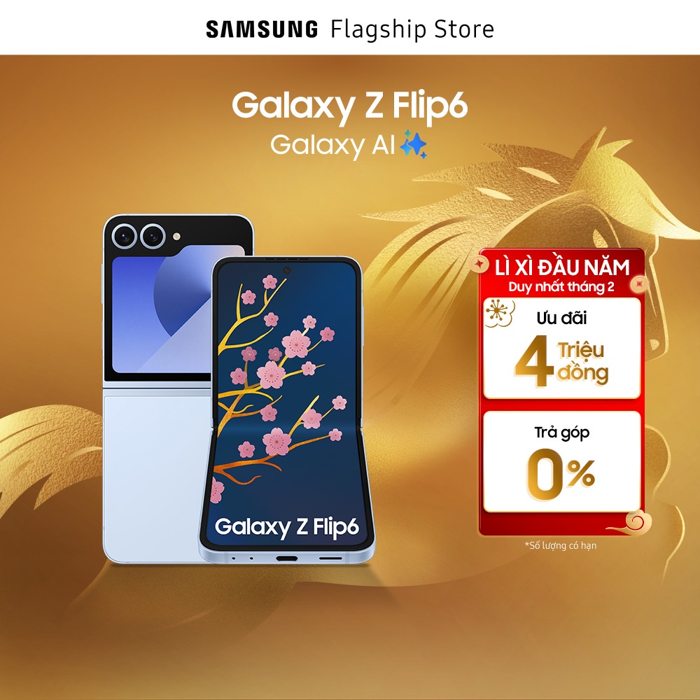 [SIÊU SALE GIỮA THÁNG 15-17.6] Điện thoại Samsung Galaxy Z Flip6, điện thoại AI, pin lớn 4000mAh, Flexcam 50MP Giá 28,990,000 Đồng*Miễn phí vận chuyển